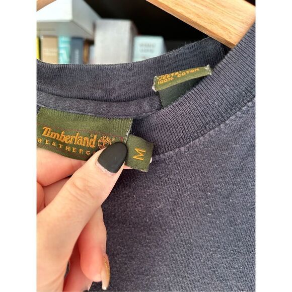 🐿️ Timberland Washed Black Crewneck Short Sleeve T-Shirt Small - Picture 4 of 6